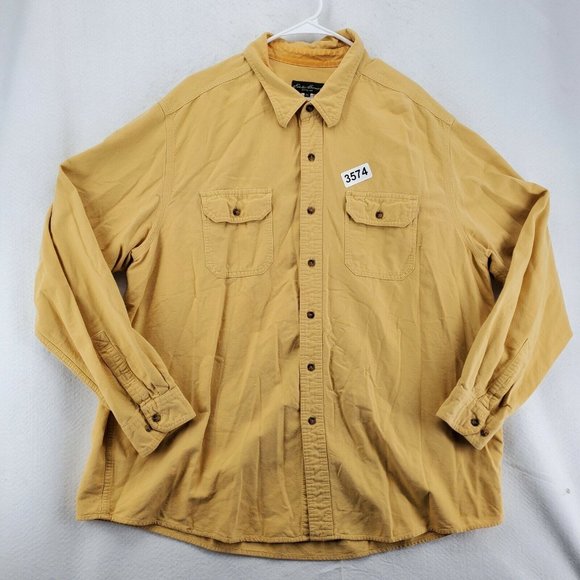 EDDIE BAUER Shirt Men's Casual Button Up Long Sleeve Solid Oxford Yellow 2XL - Picture 2 of 11